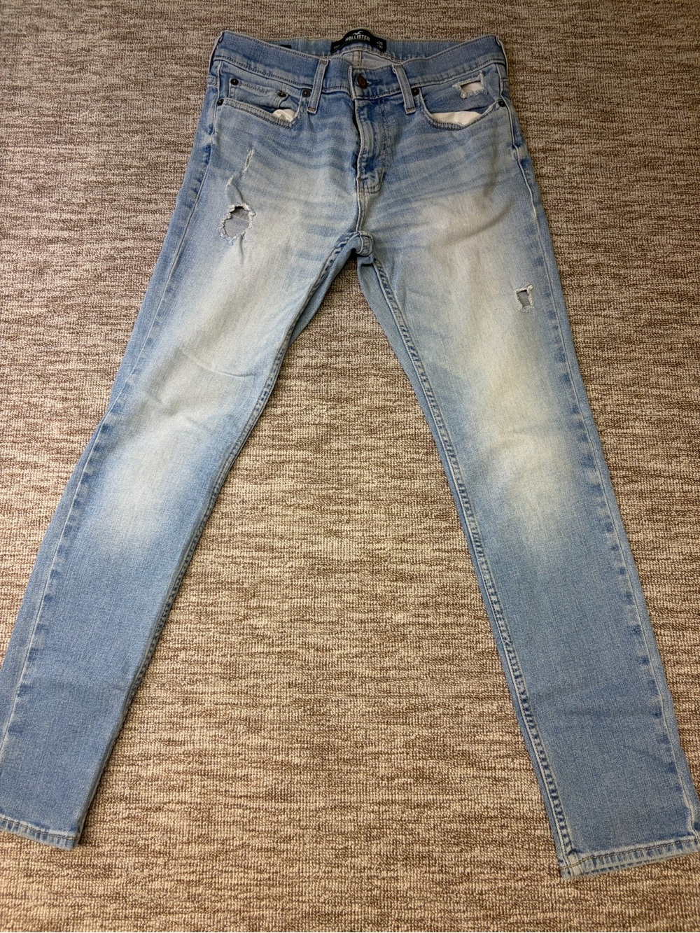 Hollister Jeans Men's Skinny Epic Flex Light Wash Distressed Skater Surfer 29x30
